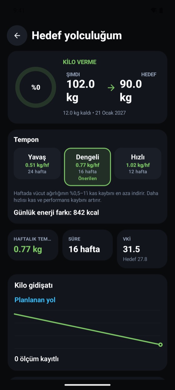 Hedef yolculuğu: tempo seçenekleri